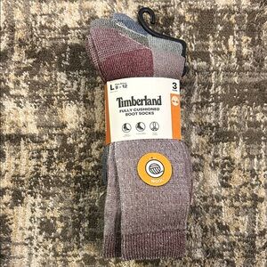 New Timberland Men's Fully Cushioned Boot Wool Socks - Multicolor 3 Pairs.